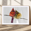 Cardinal Bird Canvas Wall Art - Male and Female Cardinal