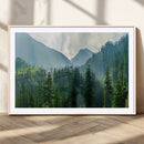 Misty Forest Mountain Wall Art Canvas Print – Framed Serene