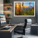 Forest Sunset Wall Art Canvas Print – Green Pines Sunset