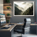 Misty Valley Wall Art Canvas Print – Foggy Forest Pine Trees