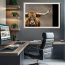Texas Longhorn Wall Art Canvas Print – Brown Bull Rustic