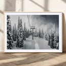 Snowy Pines Wall Art Canvas Print – Framed Ski Lift Winter