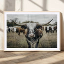 Texas Longhorn Wall Art – Framed Speckled Cow Canvas by MyGreatCanvas | Canvas Wall Art Prints | Photo Prints & Wall Decor