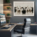 Longhorn Cattle Wall Art Canvas Print – Framed Bison Herd