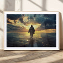 Jesus Walks Wall Art Canvas Print Framed Divine Sunset Art