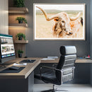 Texas Longhorn Wall Art Canvas Print – Framed Speckled Cow