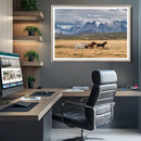 Grand Teton Park Wild Horses Wall Art Canvas Print – Framed