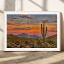 Saguaro Cactus Wall Art Canvas Print – Framed Arizona Sunset