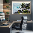 Tropical Coastline Wall Art Canvas Print – Framed Palm Tree