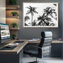 Palm Wall Art Canvas Print – Framed Monochrome Tropical
