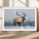 Elk Wall Art Canvas Print – Framed Snowy Forest Scene Art by MyGreatCanvas | Canvas Wall Art Prints | Photo Prints & Wall Decor