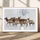 Winter Elk Scene Wall Art Canvas Print – Framed Wildlife by MyGreatCanvas | Canvas Wall Art Prints | Photo Prints & Wall Decor
