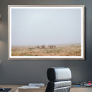 Foggy Plains Wall Art Canvas Print – Framed Horseback Riders