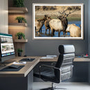 Wild Elk Wall Art Canvas Print – Framed Neutral Wildlife