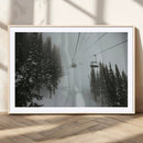 Ski Lift Wall Art Canvas Print – Snowy Pines Misty Landscape