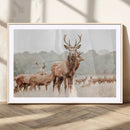 Rustic Nature Wall Art Canvas Print – Stag Woodland Framed