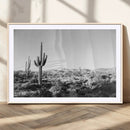 Saguaro Cactus Wall Art Canvas Print – Framed Monochrome