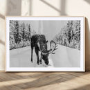 Moose Wall Art Canvas Print – Winter Snowy Forest Antlers by MyGreatCanvas | Canvas Wall Art Prints | Photo Prints & Wall Decor