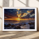 Sunset Ocean Wall Art Canvas Print – Waves Rocky Shore by MyGreatCanvas | Canvas Wall Art Prints | Photo Prints & Wall Decor