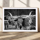 Black & White Longhorn Cattle Wall Art Canvas Print, Rustic by MyGreatCanvas | Canvas Wall Art Prints | Photo Prints & Wall Decor