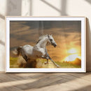 White Horse Running Canvas Sunset Wall Art by MyGreatCanvas | Canvas Wall Art Prints | Photo Prints & Wall Decor