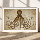 Sepia Octopus Wall Art Abstract Animal Canvas Print