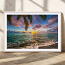 Framed Tropical Sunset Art Canvas Print