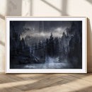 Night Landscape and Trees Wall Art Canvas Print