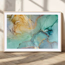 Abstract Aqua and Gold Fluid Wall Art Canvas | 3 Panel Large by MyGreatCanvas | Canvas Wall Art Prints | Photo Prints & Wall Decor
