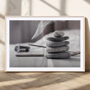 Burning Incense and Zen Stones Buddhism Wall Art, Zen Stones