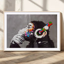 Dj Monkey Listening to Music Wall Art Print | Banksy Monkey by MyGreatCanvas | Canvas Wall Art Prints | Photo Prints & Wall Decor