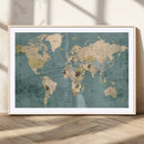 Classic World Map Canvas Print – Framed Vintage Map Wall by MyGreatCanvas | Canvas Wall Art Prints | Photo Prints & Wall Decor