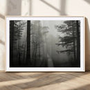 Misty Forest Wall Art Premium Canvas Print a Foggy and