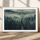 Misty Forest Wall Art Premium Canvas Print a Foggy and