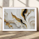 Gold Waves on Pure White Canvas – Gold Abstract Art for