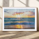 Golden Sunset Over Ocean Waves - Serene Coastal Triptych