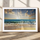 Golden Sunset Beach Triptych Canvas Wall Art for Living Room
