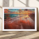 Sunset Beach Wall Art | Ocean Canvas Print | Coastal Wall