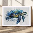 Turtle Wall Art Canvas Print, Framed Watercolor Turtle Art
