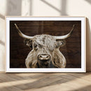 Highland Cow Wall Art Canvas Print, Rustic Farmhouse Decor,