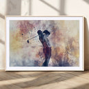 Abstract Watercolor Golf Player Wall Art Canvas Print
