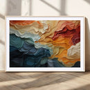 Blue Orange Abstract Wave Wall Art Canvas Print, Framed Blue