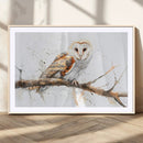 Barn Owl Wall Art on Branch | Stunning Canvas Print for