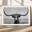 Longhorn Bull Canvas Print | Rustic Farmhouse Wall Art |