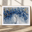 Blue and Gold Abstract Tree Wall Art Canvas Print | Modern