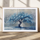 Abstract Blue Tree Art Canvas Print, Majestic Tree Wall Art