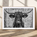 Abstract Longhorn Bull Wall Art Canvas Print - Rustic Texas
