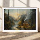 Wood Cabin Retreat Mountain at Sunset Wall Art Print - by MyGreatCanvas | Canvas Wall Art Prints | Photo Prints & Wall Decor