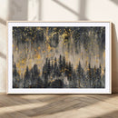 Golden Forest Abstract Wall Art | Dark Forest with Gold