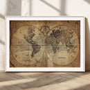 Vintage World Map Wall Art Canvas – Antique Style Push Pin